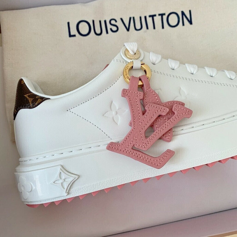 Louis Vuitton Time Out Debossed LV Monogram Leather White Pink