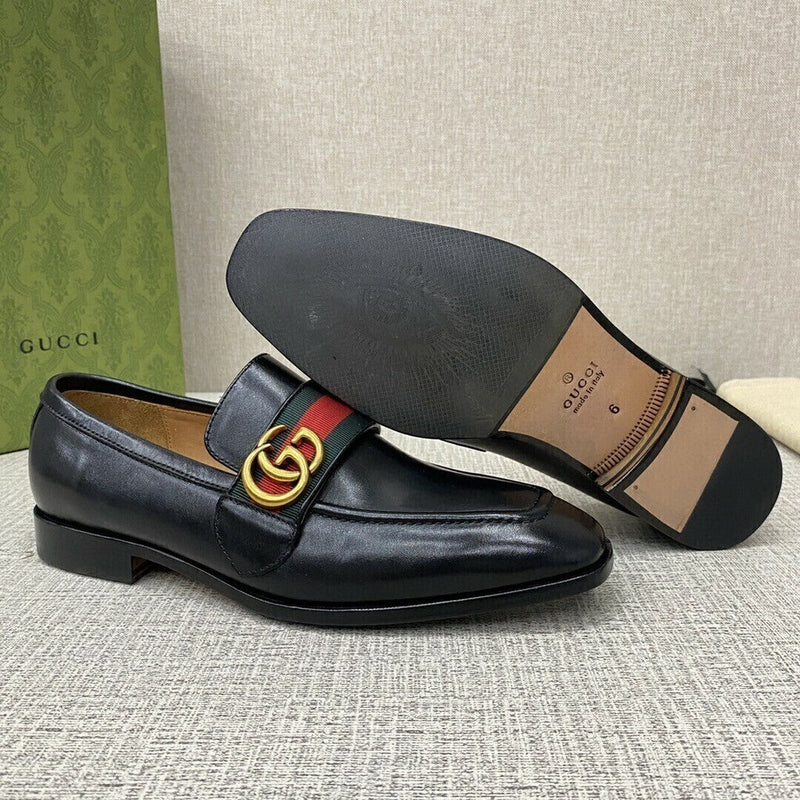 Gucci Plain Leather Loafers Black