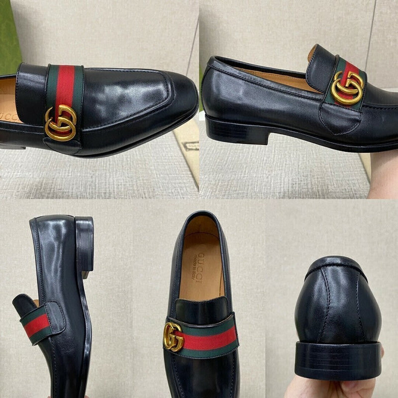 Gucci Plain Leather Loafers Black