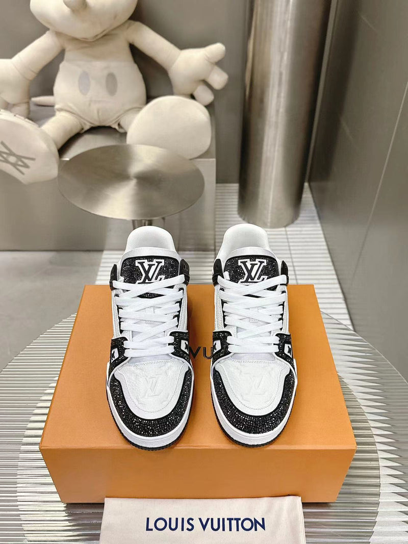 Louis Vuitton Trainer Black White Crystals