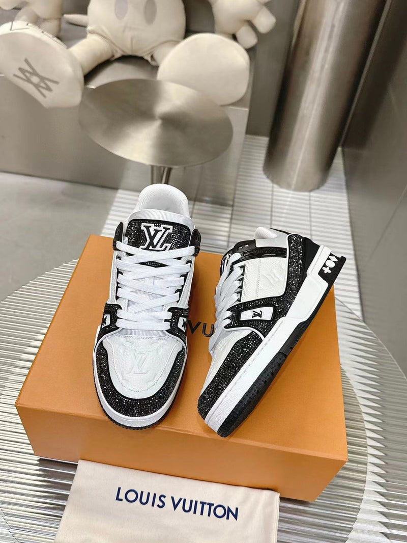 Louis Vuitton Trainer Black White Crystals