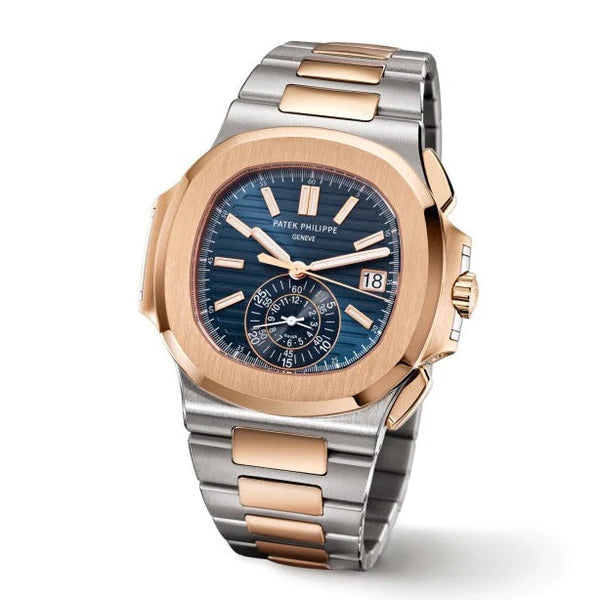 Patek Philippe Nautilus Mechanical Blue Dial Stainless Steel and 18Kt Rose Gold Men's