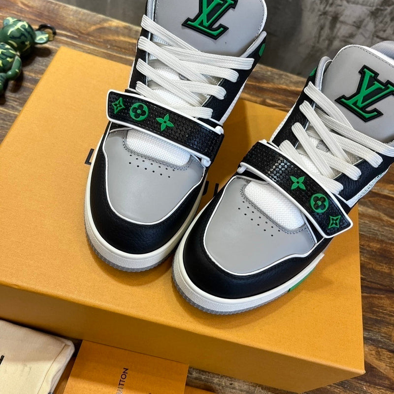 Louis Vuitton LV Trainer Monogram strap Black White Green