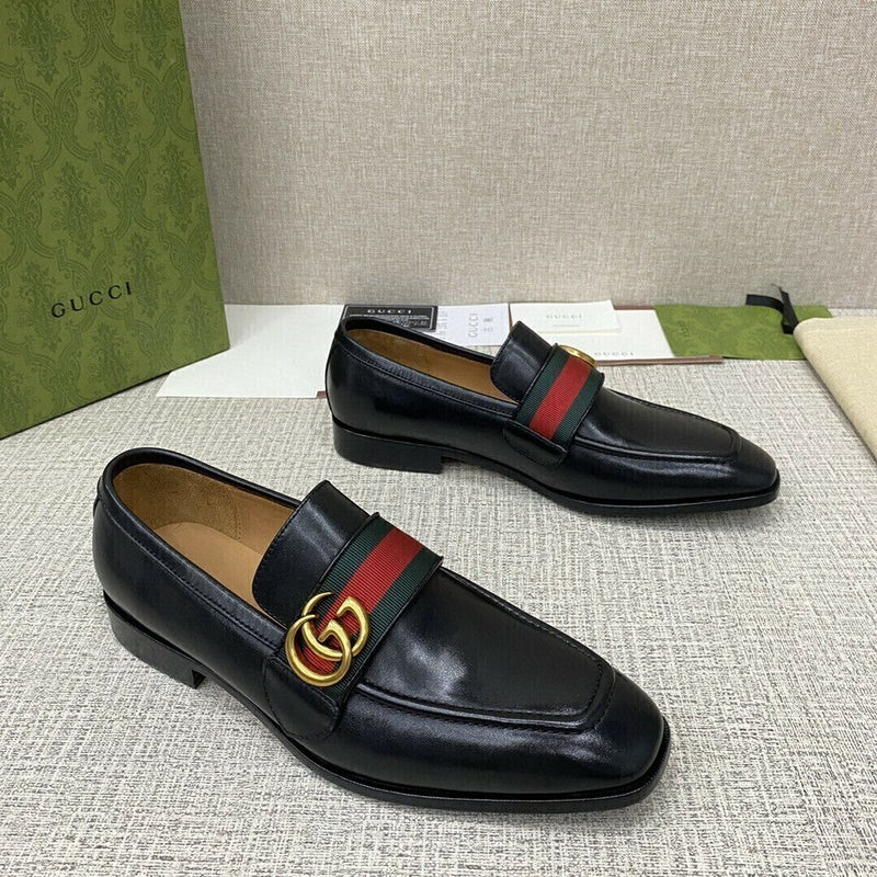 Gucci Plain Leather Loafers Black