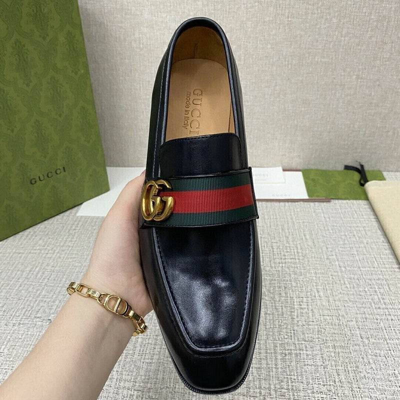 Gucci Plain Leather Loafers Black