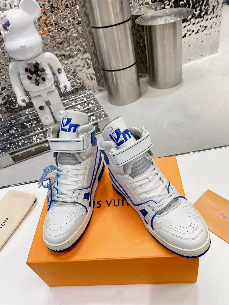 Louis Vuitton LV Trainer Sneaker Boot High White Blue