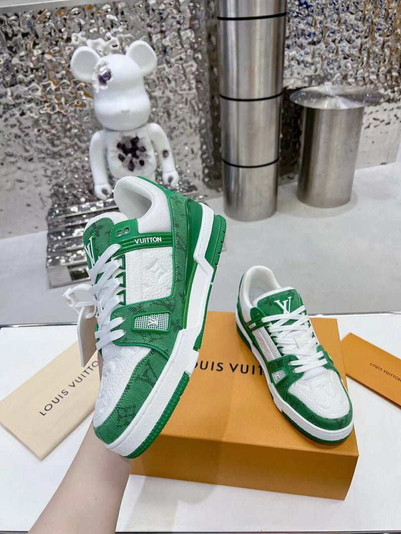 Louis Vuitton Trainer Green Monogram Denim White