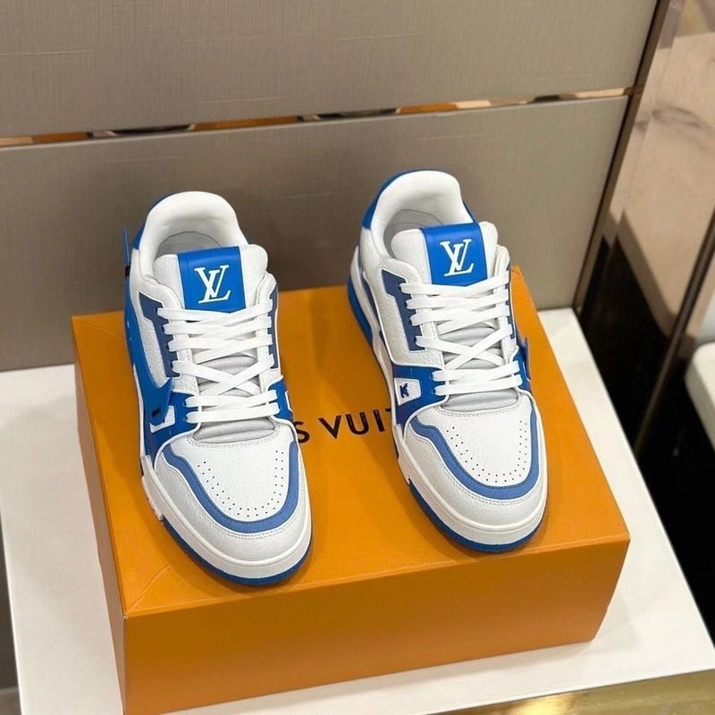 LOUIS VUITTON TRAINER SNEAKER LOW LV WHITE/BLUE