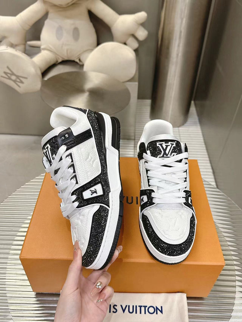 Louis Vuitton Trainer Black White Crystals