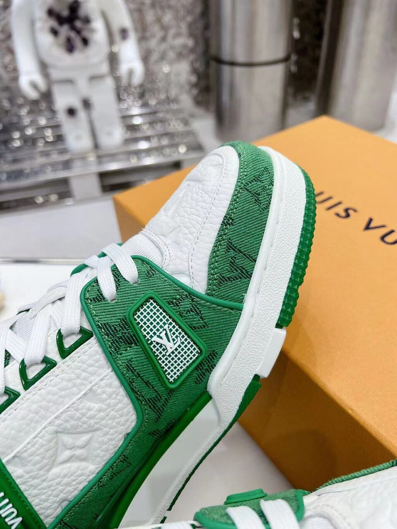 Louis Vuitton Trainer Green Monogram Denim White