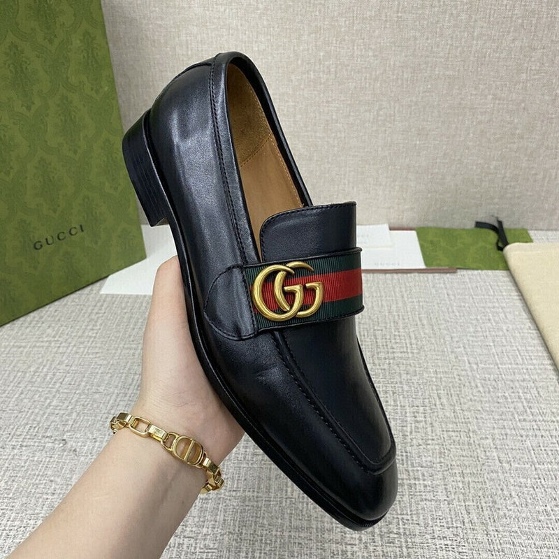 Gucci Plain Leather Loafers Black