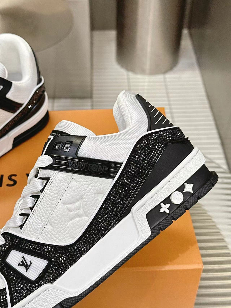 Louis Vuitton Trainer Black White Crystals