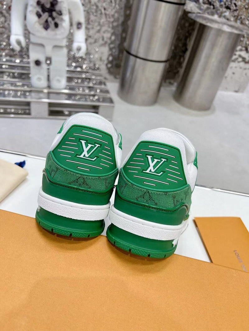 Louis Vuitton Trainer Green Monogram Denim White