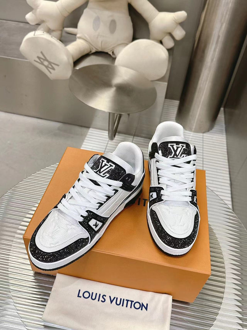 Louis Vuitton Trainer Black White Crystals