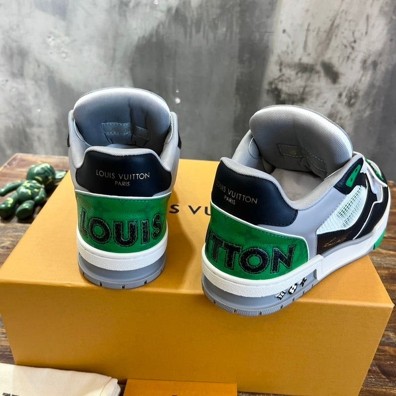 Louis Vuitton LV Trainer Monogram strap Black White Green