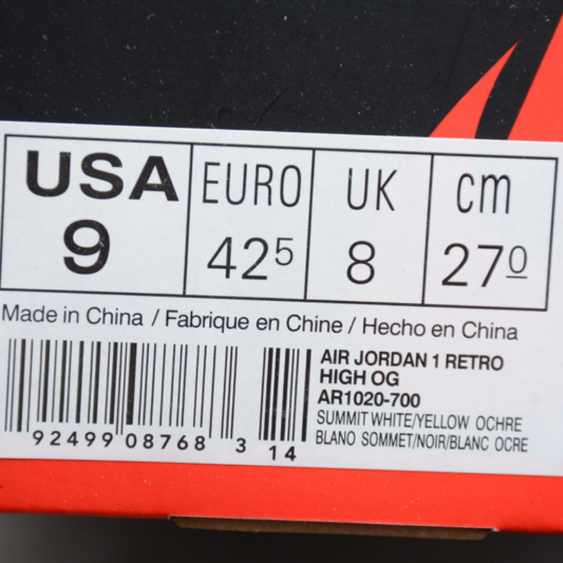 JORDAN 1 RETRO HIGH OG YELLOW TOE YELLOW AR1020-700