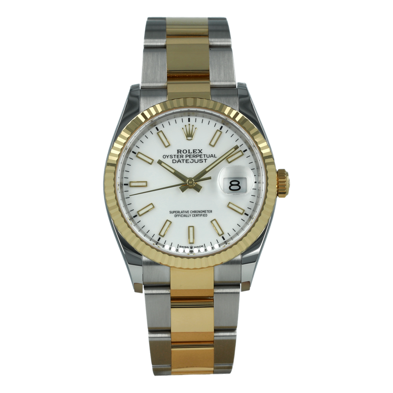 Rolex Datejust 126233 36mm Steel and Yellow Gold White Dial