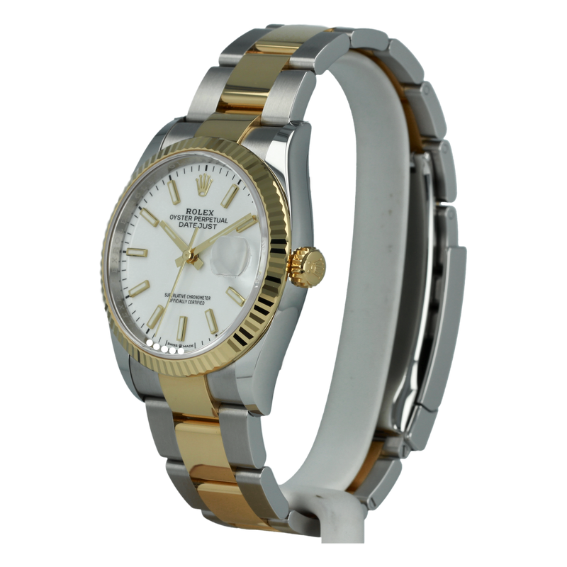 Rolex Datejust 126233 36mm Steel and Yellow Gold White Dial